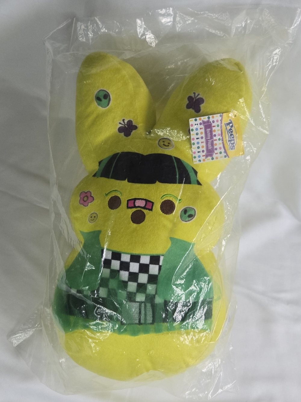 Peeps Bunny Plush Toy 15" Brand New Green Skirt Emo Shaggy Punk Rock Inspired